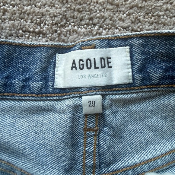Agolde Light Blue Denim Parker Long Shorts - Picture 3 of 4